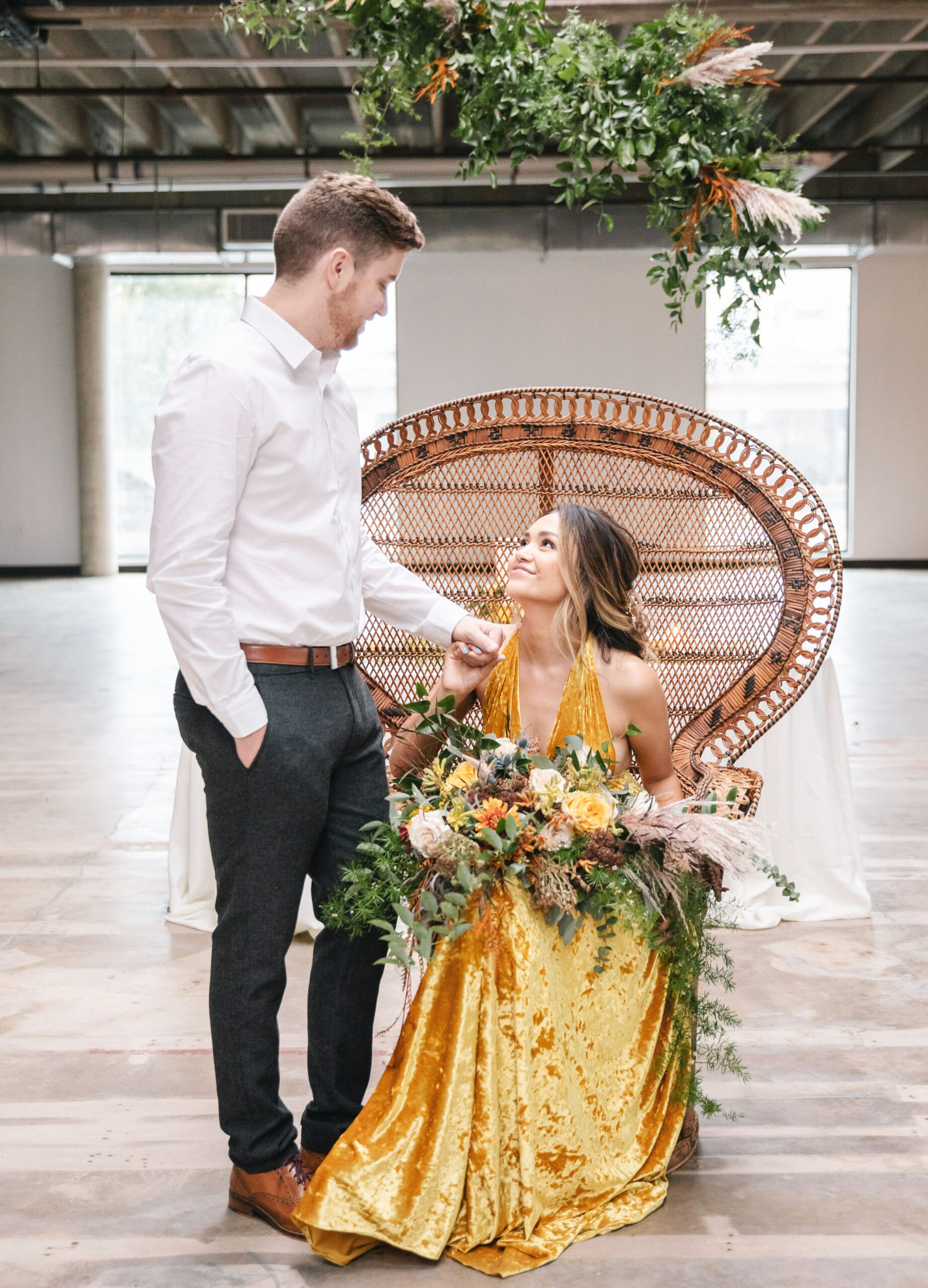 Mustard Yellow Fall Wedding Dallas Industrial Wedding Venue